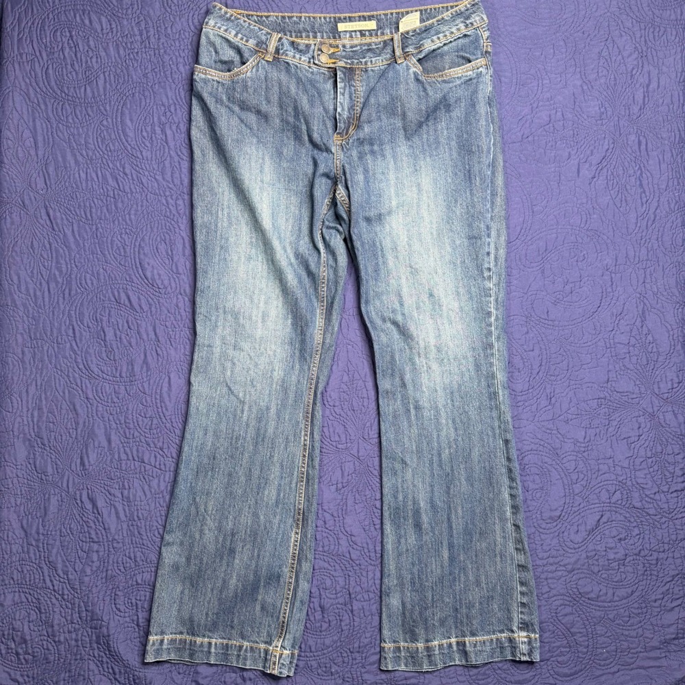 Stetson City Trouser No. 214 Jeans Womens 18 Long Blue Denim Wide Leg Mid Rise